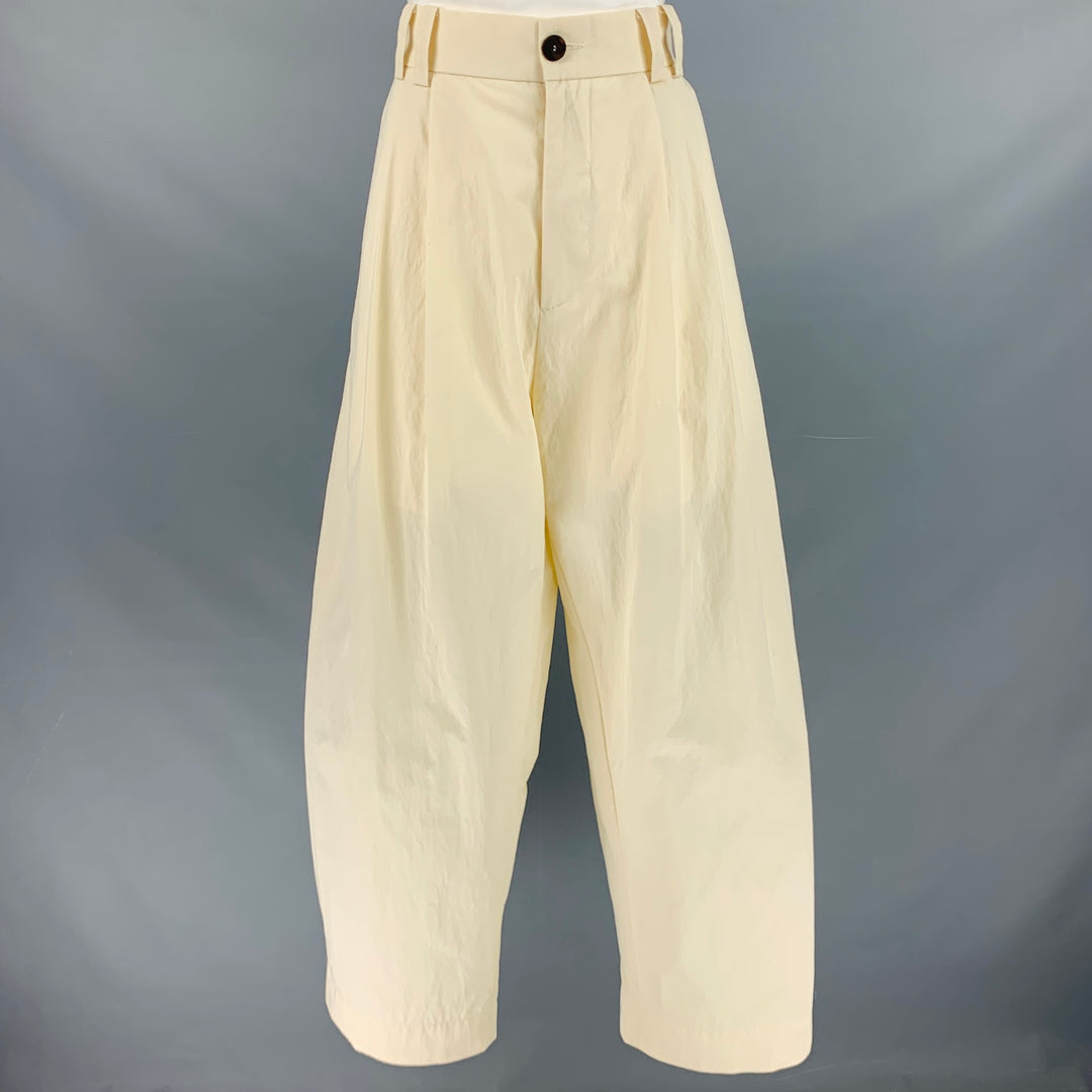STUDIO NICHOLSON Pantalon habillé plissé en coton mélangé crème taille S