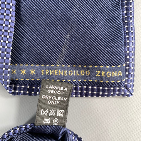 ERMENEGILDO ZEGNA Navy White Dots Silk Tie