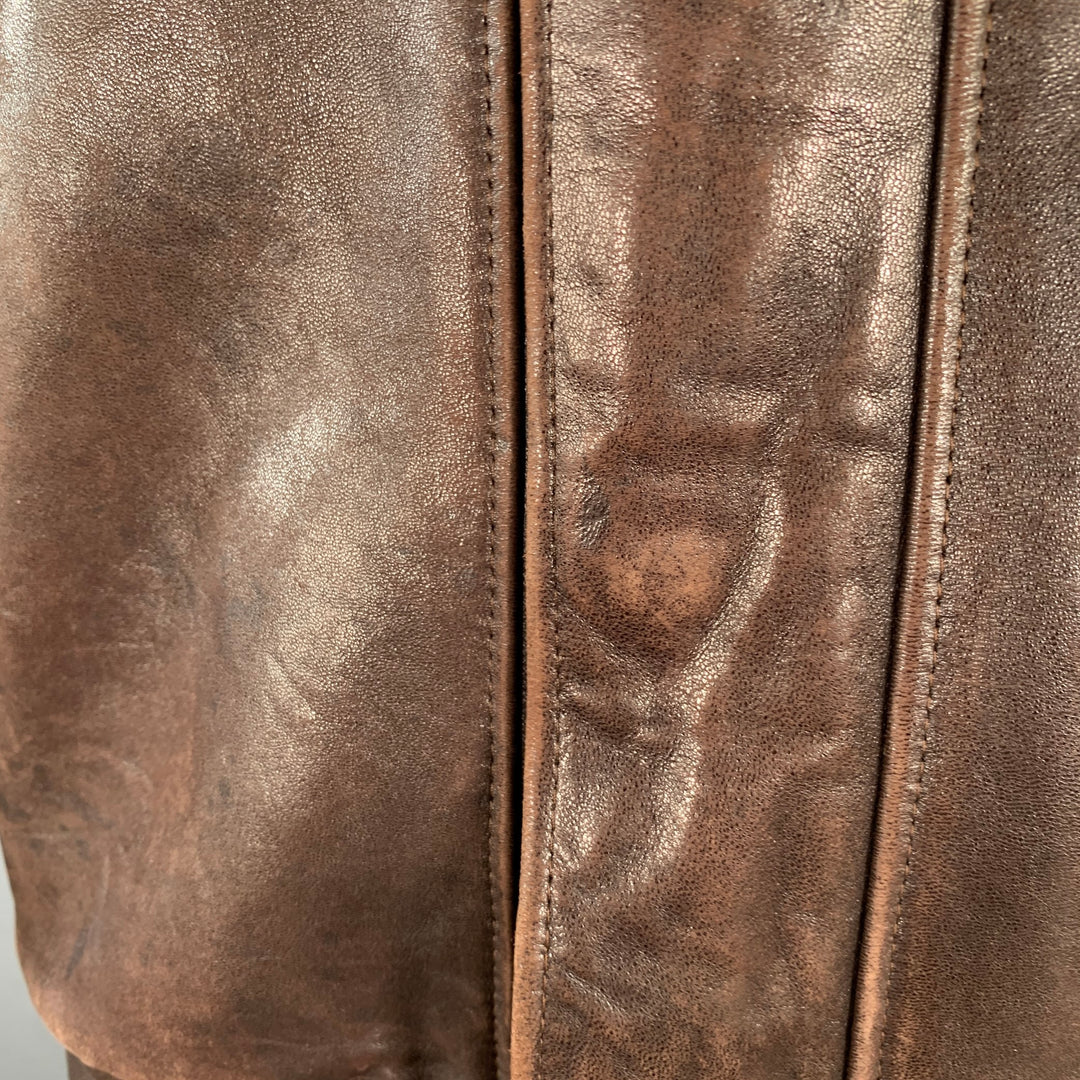 FOG CITY Size 42 Brown Leather Bomber Jacket