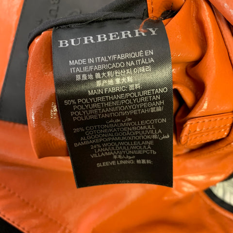 BURBERRY PRORSUM Size 40 Orange Polyethylene Blend Belted Rain Coat
