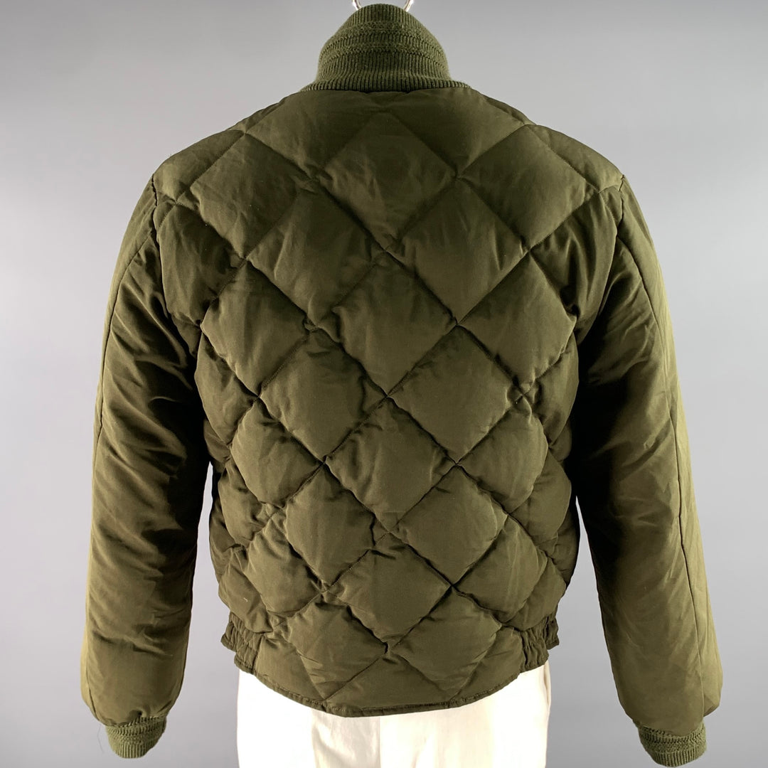 BRUT Size XL Green Olive Quilted Down Polyester Bomber Jacket