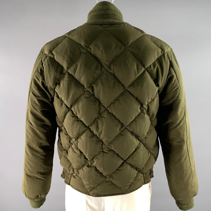 BRUT Size XL Green Olive Quilted Down Polyester Bomber Jacket