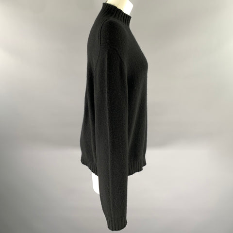 THE ROW Size L Black Cashmere Mock Neck Sweater