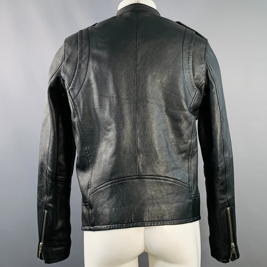 IRO Size M Hydo Black Leather Moto Racer Zip Up Jacket