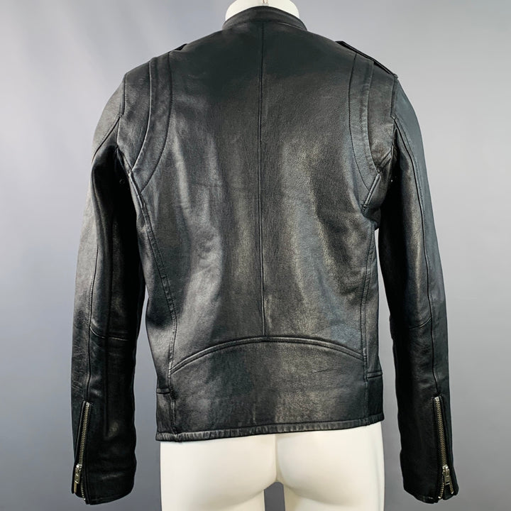 IRO Size M Hydo Black Leather Moto Racer Zip Up Jacket