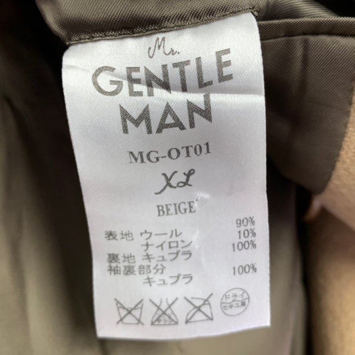 MR. GENTLEMAN Size 42 Khaki Solid Wool Blend Notch Lapel Coat