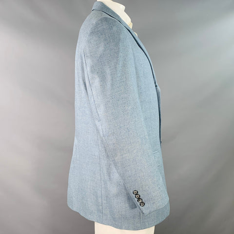 O'CONNELL'S Size 42 Long Blue Cream Textured Single breasted Sport Coat