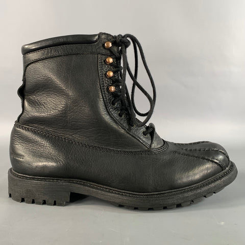 TED BAKER Size 11 Black Solid Leather Comando Sole Boots