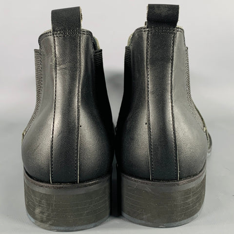 COMME des GARCONS HOMME PLUS SS15 Size 10 Soldier of Peace Black Leather Chelsea Boots