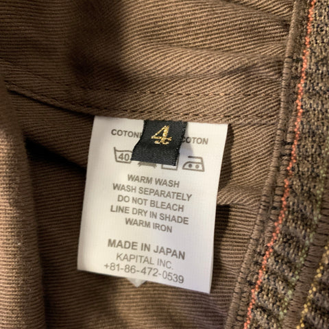 KAPITAL Size L Brown Light brown Gingham Cotton Chore Vest Indoor
