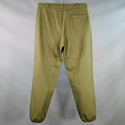 PRADA Size 36 Green Olive Cotton Tapered Elastic Cuffs Zip Fly Casual Pants