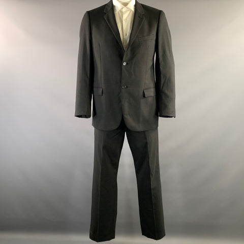 CALVIN KLEIN COLLECTION Chest Size 40 Grey Dark Wool Notch Lapel Suit