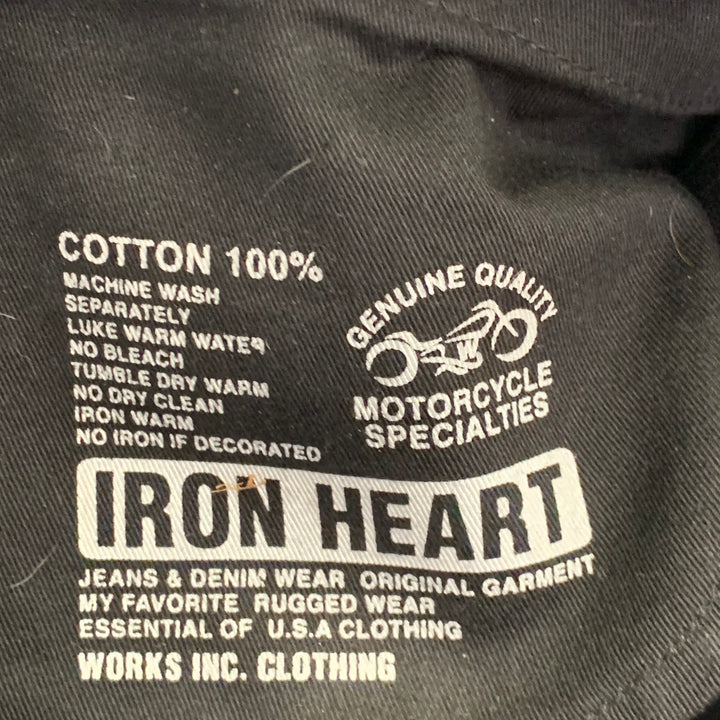 IRON HEART Size 33  Black 21oz Cotton Denim Twill Heavyweight Tapered Jeans