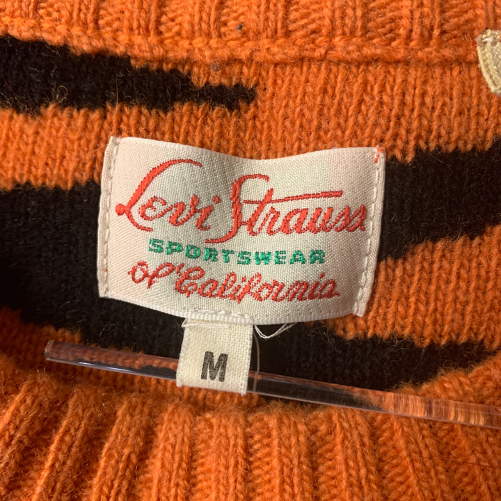 LEVI'S Size M Orange Black Zig Zag Wool Polyamide Crew-Neck Pullover