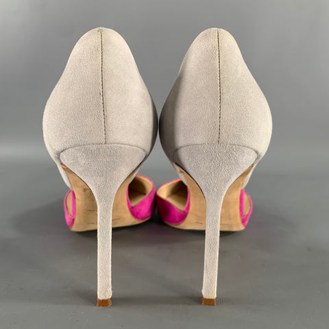 MANOLO BLAHNIK Size 9.5 Pink Grey Suede Two Tone Suede Pointed Toe Pumps