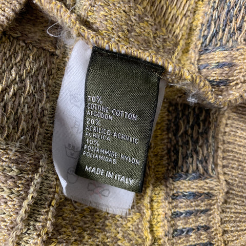 ERMENEGILDO ZEGNA Size L Yellow Brown Textured Cotton acrylic polyamide Sweater