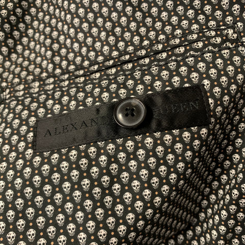 ALEXANDER MCQUEEN Chest Size 36 Black Grey Skulls Cotton Notch Lapel Sport Coat