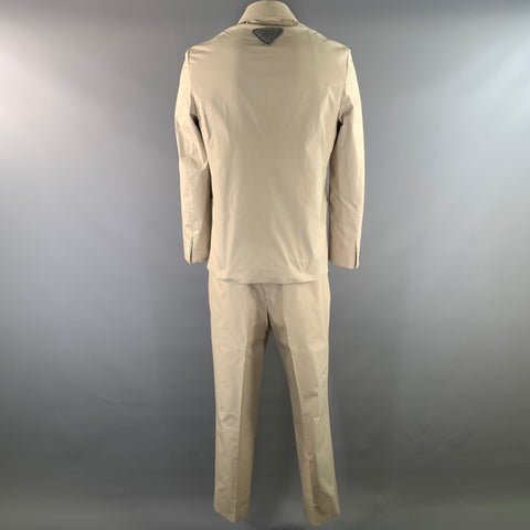PRADA Chest Size 42 Khaki Cotton  Polyester Notch Lapel 36 29 Suit