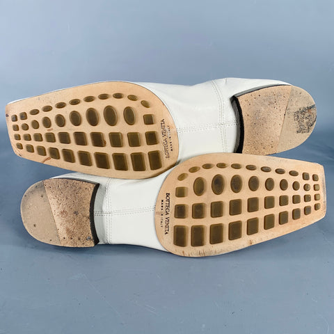 BOTTEGA VENETA Size 12 Crunch Lux Cream Leather Square Toe Flats