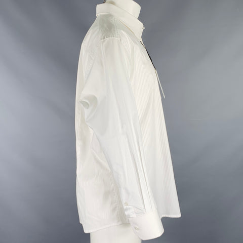 DOLCE & GABBANA Chemise à manches longues en coton mélangé rayée blanche Taille M