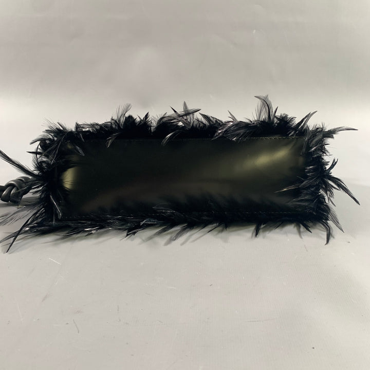 DRIES VAN NOTEN Black Feather Clutch Handbag