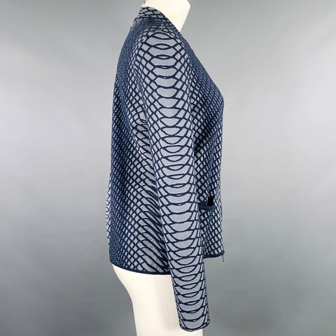 ARMANI COLLEZIONI Size 8 Blue Viscose Blend Jacquard Jacket
