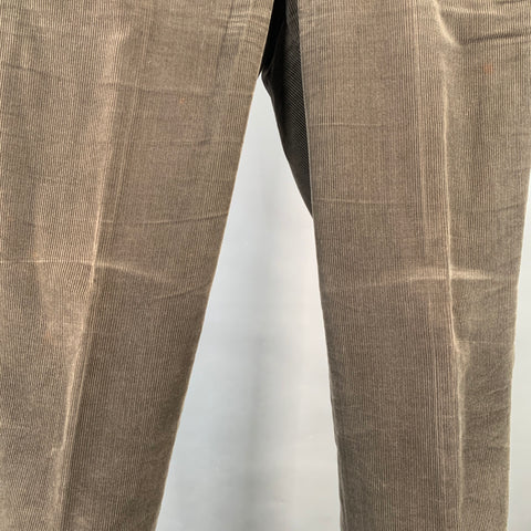 PRINGLE Size 32 Taupe Corduroy Cotton Pleated Casual Pants
