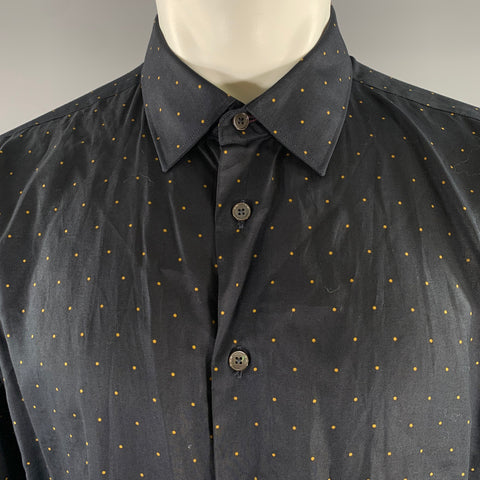 PAUL SMITH Size L Black Gold Polka Dot Cotton Long Sleeve Shirt