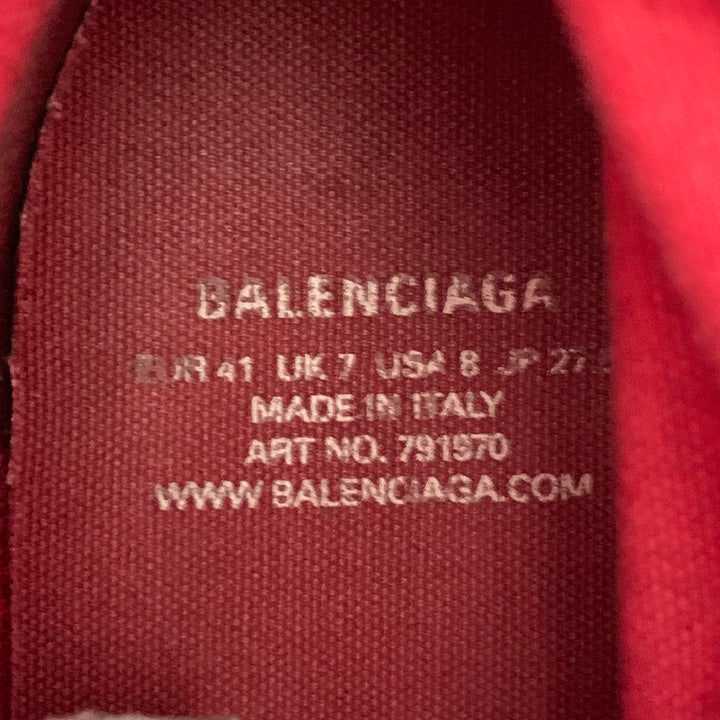 BALENCIAGA 2024 Size 8 Ultraflat High Top Red Canvas Sneakers