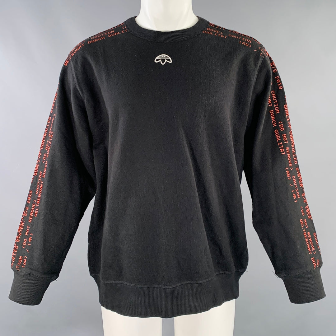 ALEXANDER WANG Size M Black Red Graphic Cotton Crew Neck Sweatshirt