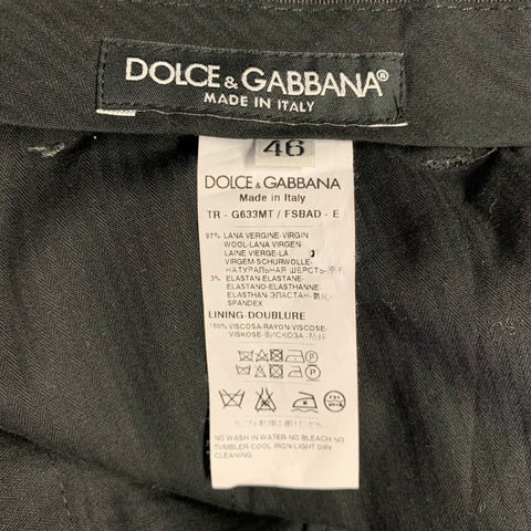 DOLCE & GABBANA Size 30 Grey Black Polka Dot Wool Blend Tuxedo Dress Pants