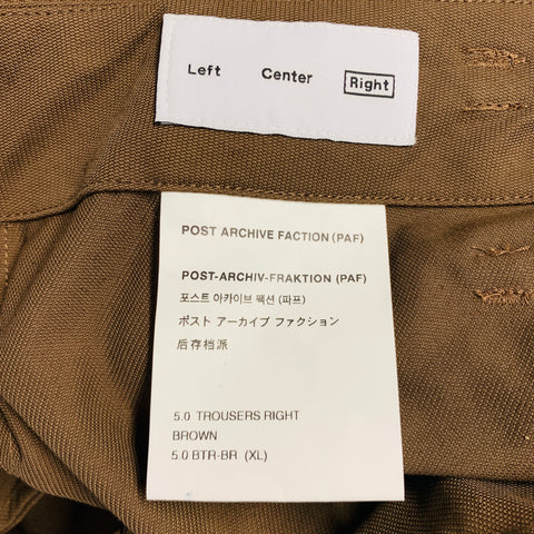 POST ARCHIVE FACTION (PAF) Taille XL Pantalon décontracté en coton et nylon marron