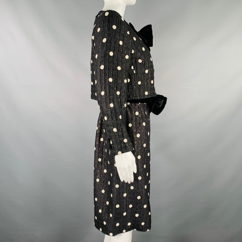 VALENTINO Size M Black White Polka Dot Strapless Dress Jacket Set
