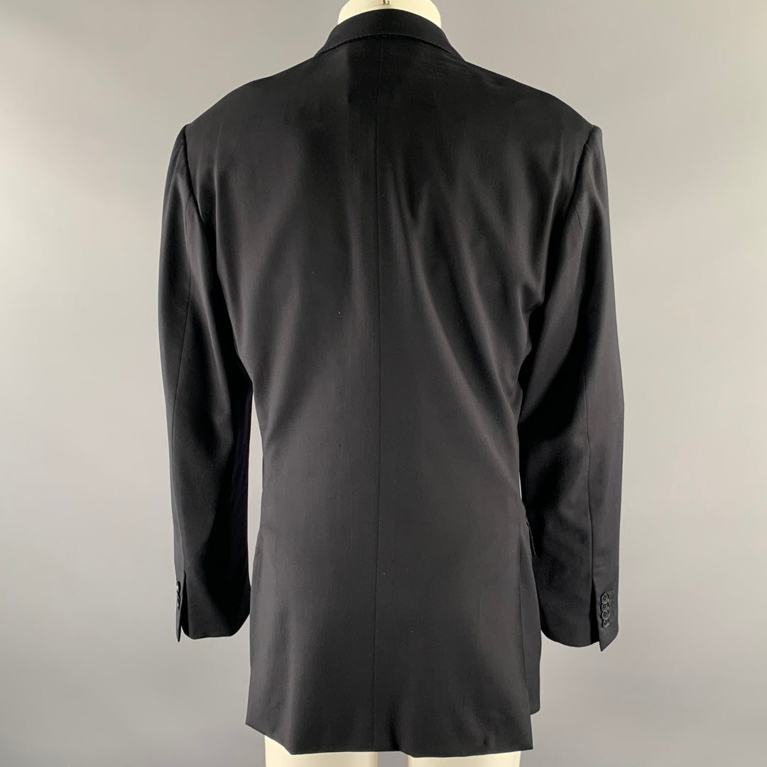 ISAIA Size 42 Black Wool Notch Lapel Sport Coat
