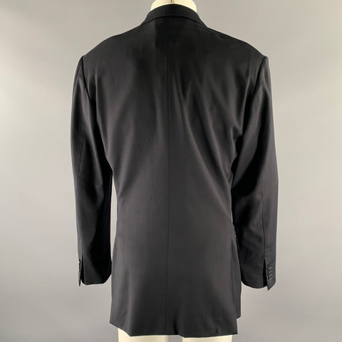 ISAIA Size 42 Black Wool Notch Lapel Sport Coat