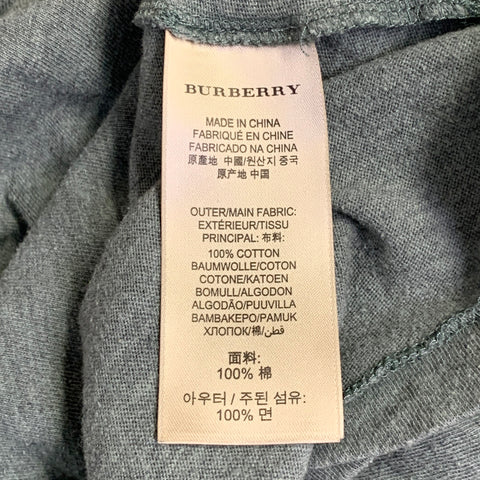 BURBERRY BRIT Size S Blue Green Checkered Cotton Crew Neck T-shirt