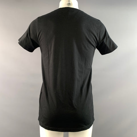 BALMAIN Size M Black Solid Cotton Distressed T shirt