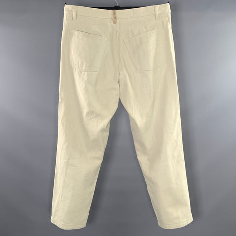 LORO PIANA Size 38 Cream Khaki Solid Cotton Loose fit Jeans