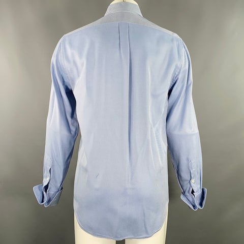 EMPORIO ARMANI Size M Blue White Stripe French Cuff Long Sleeve Shirt