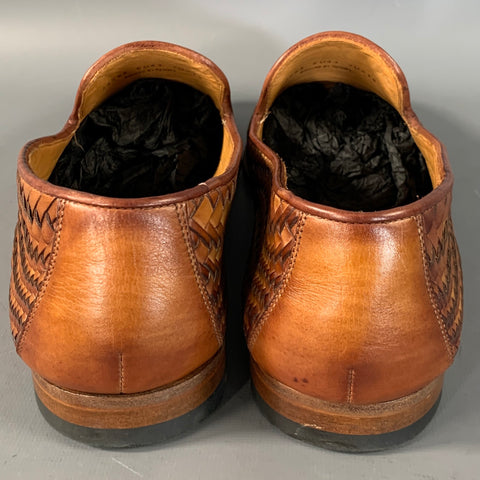 MAGNANNI Size 10 Brown Woven Leather Loafers