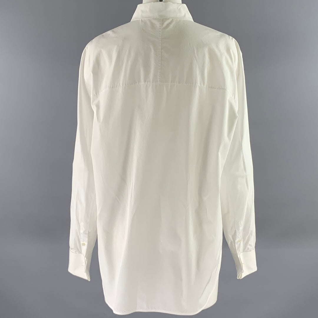LORO PIANA Size 12 White Cotton Dress Shirt