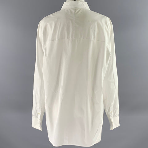 LORO PIANA Size 12 White Cotton Dress Shirt
