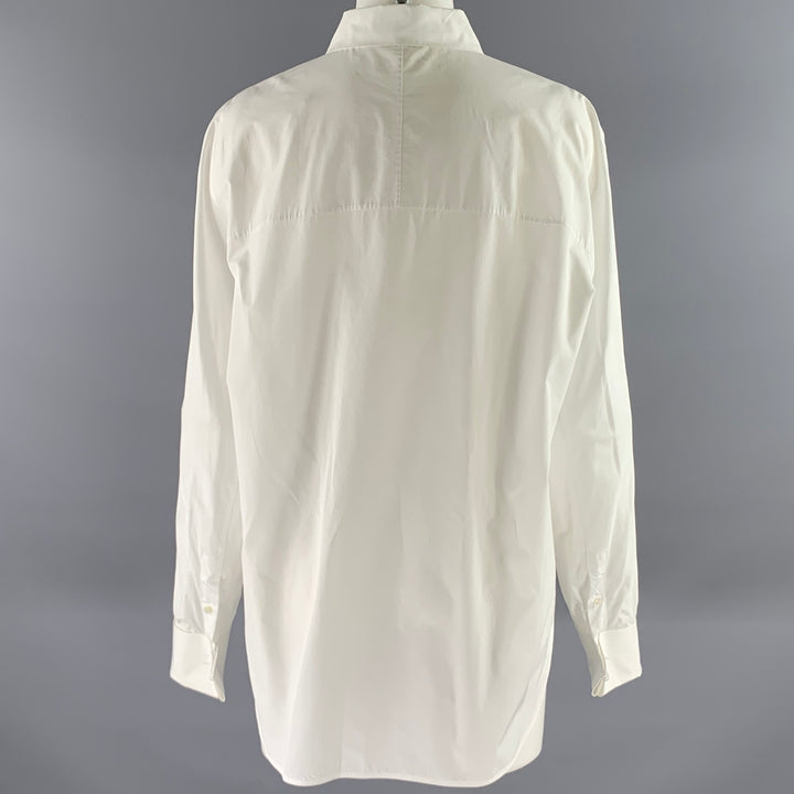 LORO PIANA Size 12 White Cotton Dress Shirt