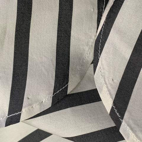 THE ROW Size S White Grey Silk Stripe Hidden Buttons Shirt