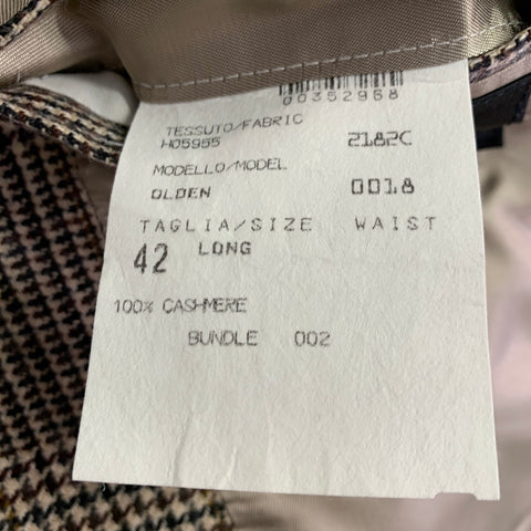 O'CONNELL'S Size 42 Long Brown Cream Glenplaid Cashmere Sport Coat