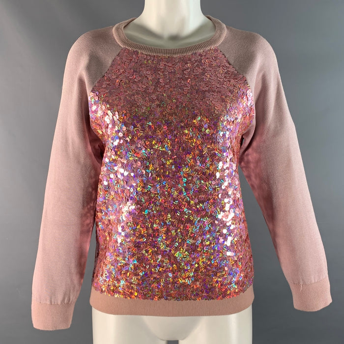 MARC by MARC JACOBS Size M Pink Cotton Sequined Raglan Sleeve Sweater