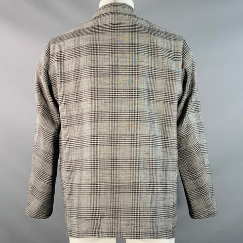 MS BRAQUE Size 40 Black White Glenplaid Polyester Blend Double Breasted Jacket