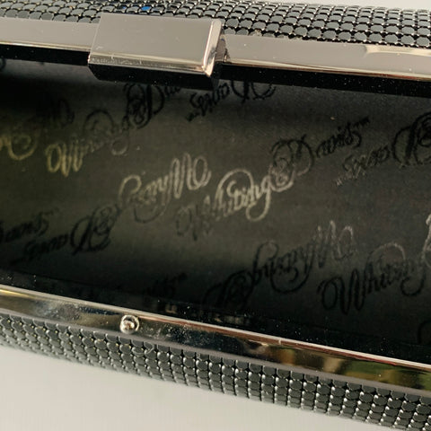WHITING & DAVIS Black Mixed Materials Leather Metal Handbag