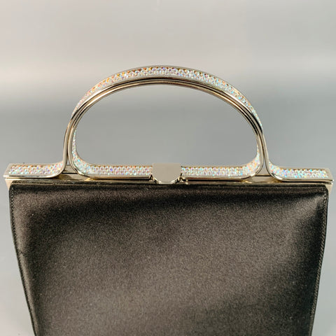 JUDITH LEIBER Vintage One Size Black Silver Silk Evening Handbag