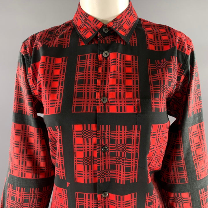 COMME des GARCONS Size S Red Black Polyester Plaid Blouse